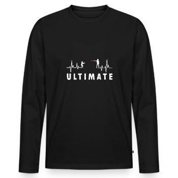 Disque de lancer de frisbee ultime - T-shirt manches longues Premium bio Homme - noir - Devant - Nico (187cm)