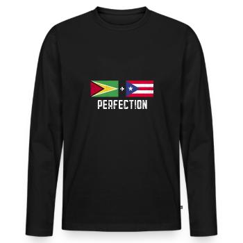 Guyana Flagge Guyanese Guyana - Männer Premium Bio Langarmshirt - Schwarz - Vorne - Nico (187cm)