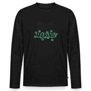 Marina als Lustig - Männer Premium Bio Langarmshirt - Schwarz - Vorne - Nico (187cm)