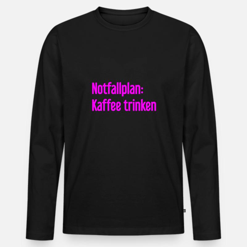 Kaffee-Notfallplan - Männer Premium Bio Langarmshirt - Schwarz