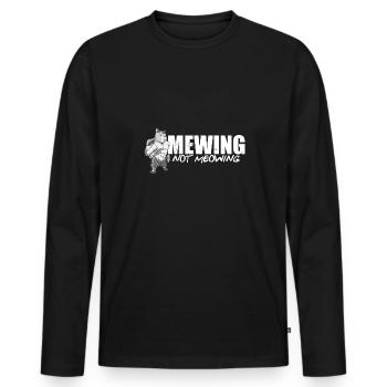 Drôle Chat Meme Miaulant Pas Miaulement Mâchoire - T-shirt manches longues Premium bio Homme - noir - Devant - Nico (187cm)