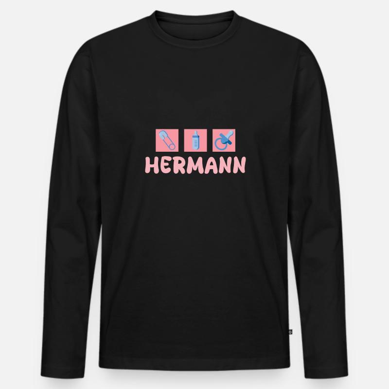 Hermann als Schnuller - Männer Premium Bio Langarmshirt - Schwarz