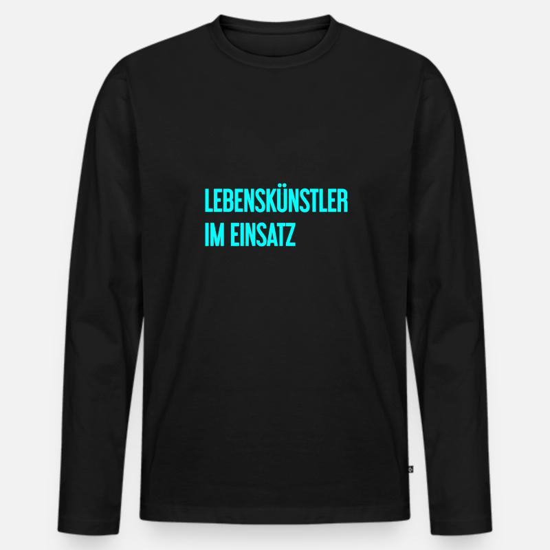 Lebenskünstler im Einsatz - Männer Premium Bio Langarmshirt - Schwarz