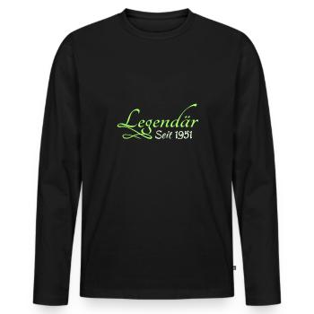 Legendary 1951 - Men's Premium Organic Long Sleeve Shirt - black - Front - Nico (187cm)