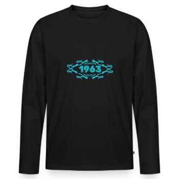 Geschenkidee 1963 - Männer Premium Bio Langarmshirt - Schwarz - Vorne - Nico (187cm)