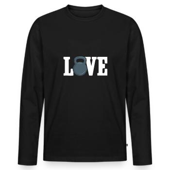 Kettlebell Workout Fitness Training - Men's Premium Organic Long Sleeve Shirt - black - Front - Nico (187cm)