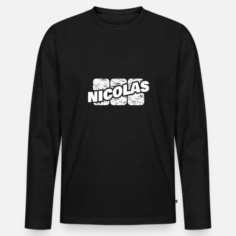 Geschenk für Nicolas - Männer Premium Bio Langarmshirt - Schwarz