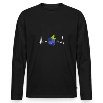 Blueberry, Fruit, Blueberry - Men's Premium Organic Long Sleeve Shirt - black - Front - Nico (187cm)