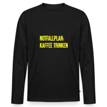 Kaffee-Notfallplan - Männer Premium Bio Langarmshirt - Schwarz - Vorne - Nico (187cm)