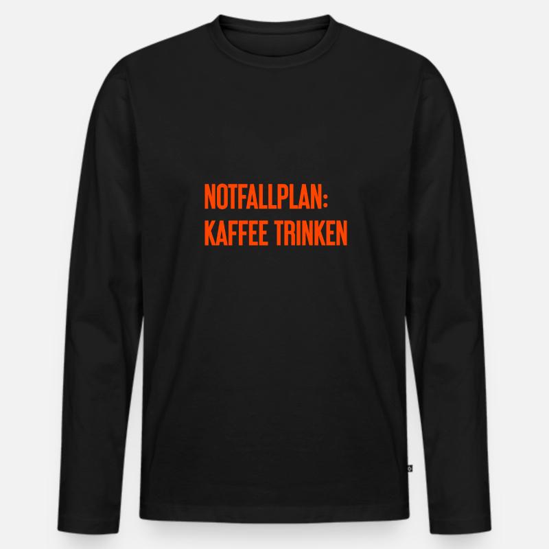 Kaffee-Notfallplan - Männer Premium Bio Langarmshirt - Schwarz