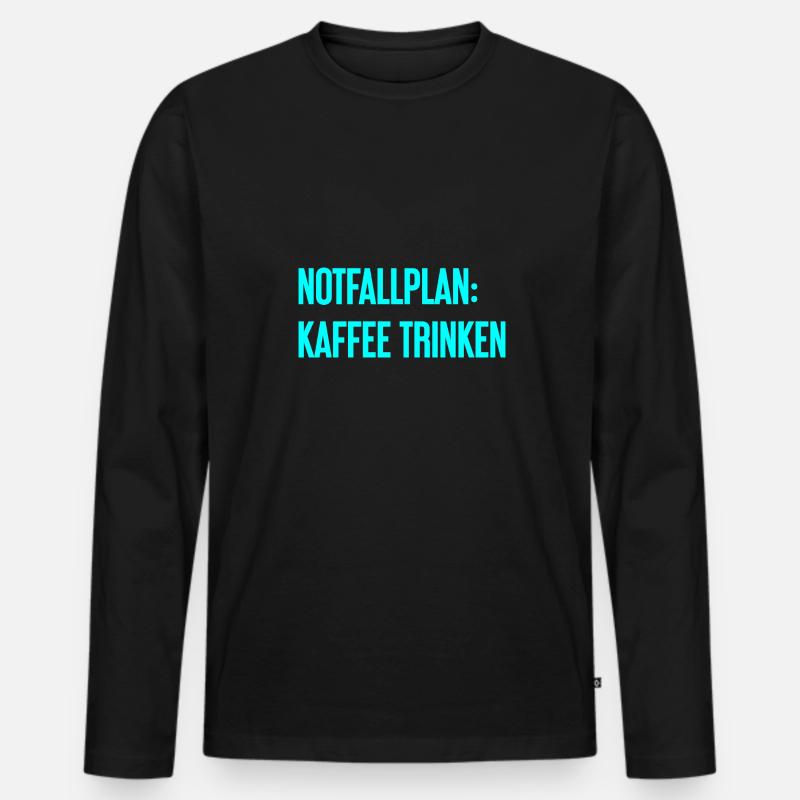 Kaffee-Notfallplan - Männer Premium Bio Langarmshirt - Schwarz