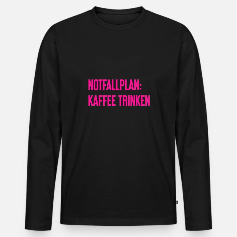 Kaffee-Notfallplan - Männer Premium Bio Langarmshirt - Schwarz