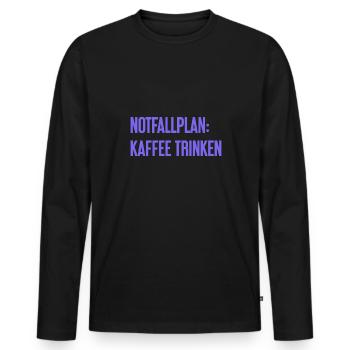 Kaffee-Notfallplan - Männer Premium Bio Langarmshirt - Schwarz - Vorne - Nico (187cm)