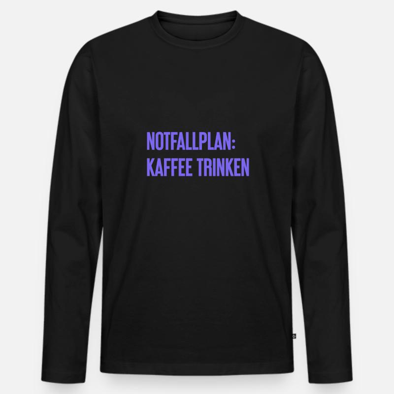 Kaffee-Notfallplan - Männer Premium Bio Langarmshirt - Schwarz