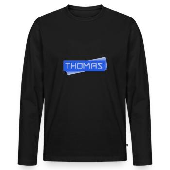 Namensschild Thomas - Männer Premium Bio Langarmshirt - Schwarz - Vorne - Nico (187cm)