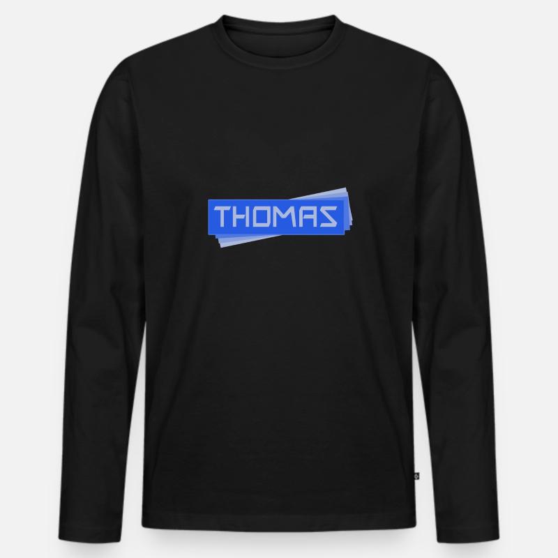 Namensschild Thomas - Männer Premium Bio Langarmshirt - Schwarz