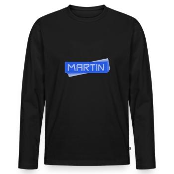Balise nominative Martin - T-shirt manches longues Premium bio Homme - noir - Devant - Nico (187cm)