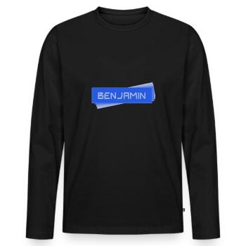 Namensschild Benjamin - Männer Premium Bio Langarmshirt - Schwarz - Vorne - Nico (187cm)