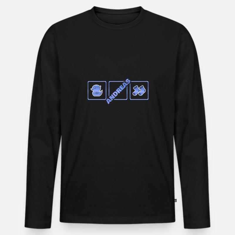 Andreas als Geburt - Männer Premium Bio Langarmshirt - Schwarz