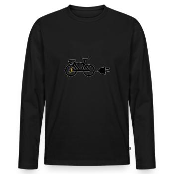 Electric Bike Cycling Biker E-Bike - Men's Premium Organic Long Sleeve Shirt - black - Front - Nico (187cm)
