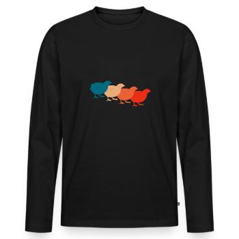 Cadeau d’amoureux des oiseaux de caille - T-shirt manches longues Premium bio Homme - noir - Devant - Nico (187cm)