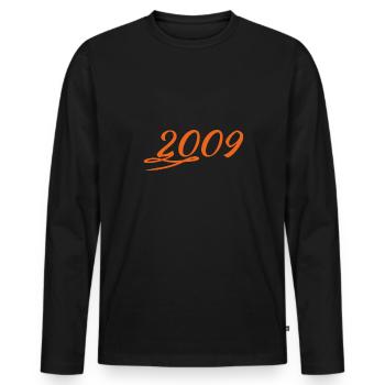 2009 - Männer Premium Bio Langarmshirt - Schwarz - Vorne - Nico (187cm)