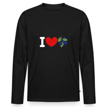 Blueberry, Fruit, Blueberry - Men's Premium Organic Long Sleeve Shirt - black - Front - Nico (187cm)