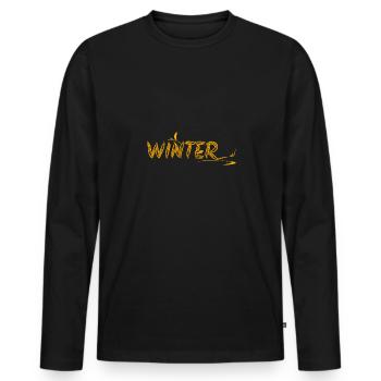 Winter - Männer Premium Bio Langarmshirt - Schwarz - Vorne - Nico (187cm)