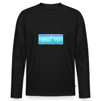 Joyeuses Pâques avec le lapin de Pâques - T-shirt manches longues Premium bio Homme - noir - Devant - Nico (187cm)