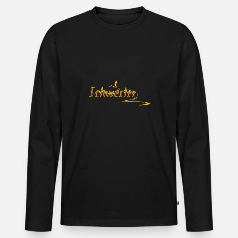 Schwester als Schwester - Männer Premium Bio Langarmshirt - Schwarz