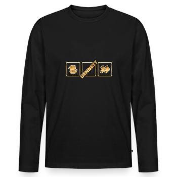 Bennett als Geburt - Männer Premium Bio Langarmshirt - Schwarz - Vorne - Nico (187cm)