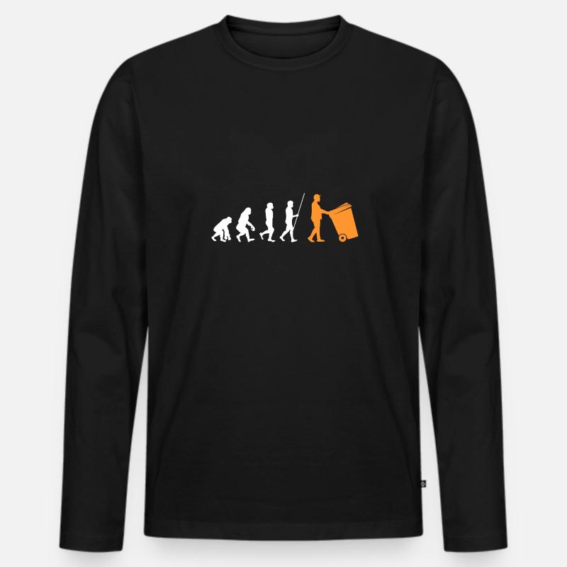 Evolution Müllmann Müllabfuhr Entwicklung Geschenk - Männer Premium Bio Langarmshirt - Schwarz