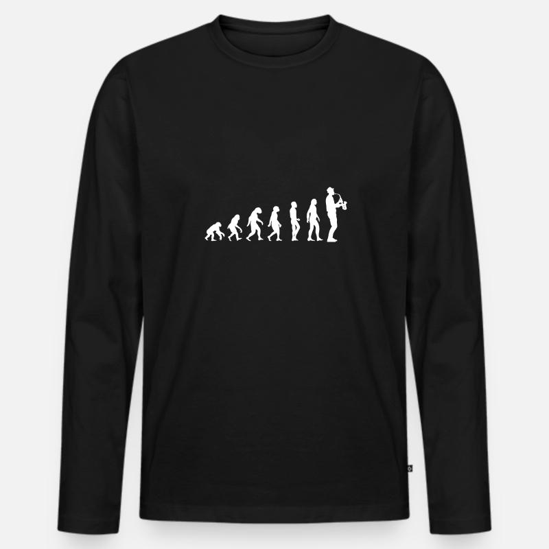 Evolution des Saxophonisten - Männer Premium Bio Langarmshirt - Schwarz