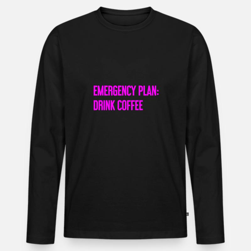 Kaffee-Notfallplan - Männer Premium Bio Langarmshirt - Schwarz