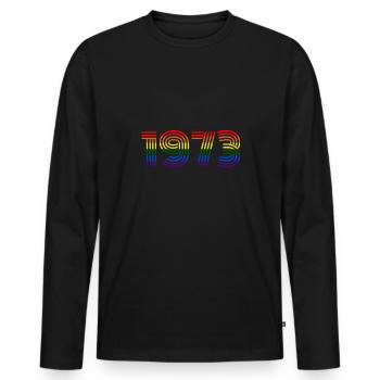 Arc-en-ciel 1973 - T-shirt manches longues Premium bio Homme - noir - Devant - Nico (187cm)