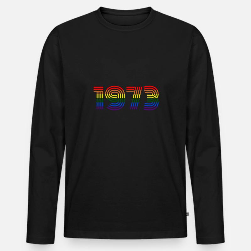 Regenbogen 1973 - Männer Premium Bio Langarmshirt - Schwarz