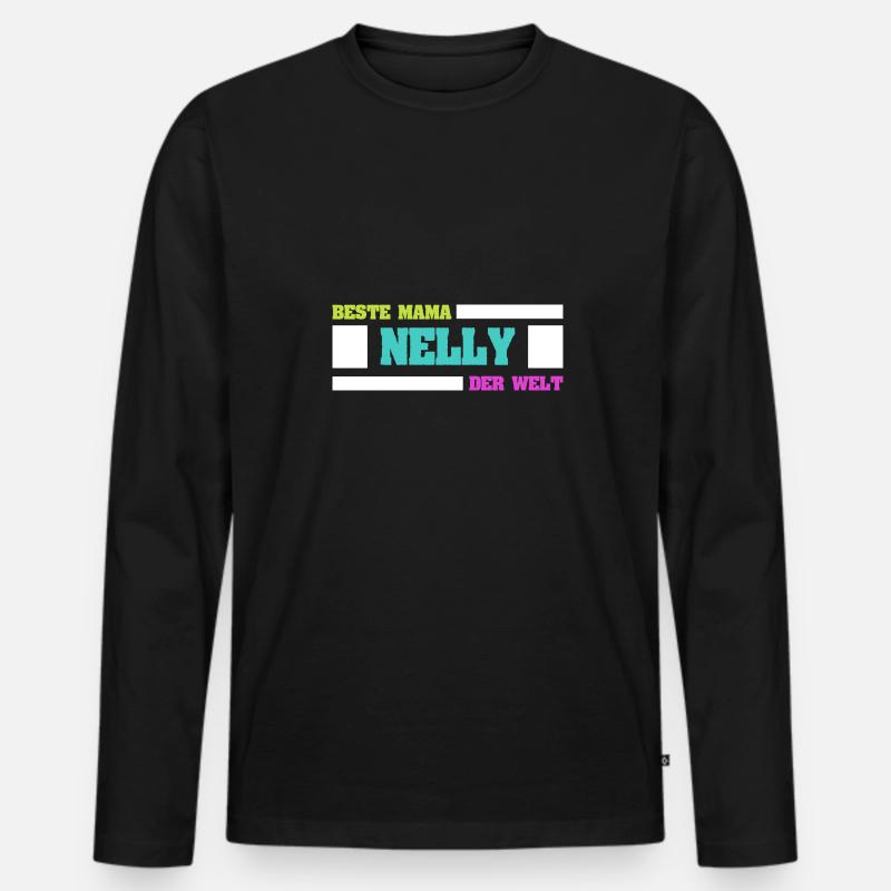 Nelly als Mutter - Männer Premium Bio Langarmshirt - Schwarz