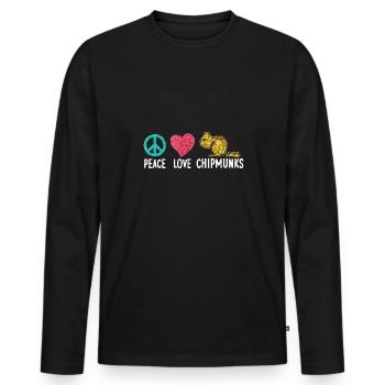 Cadeau de rongeur chipmunk - T-shirt manches longues Premium bio Homme - noir - Devant - Nico (187cm)