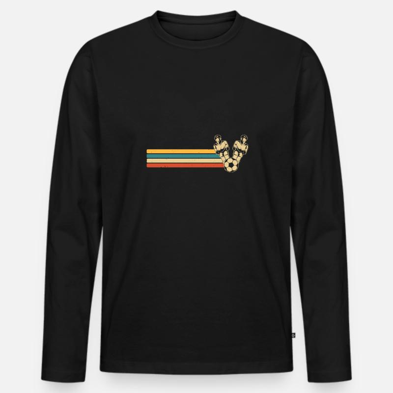 Retro Table Soccer Vintage Player Foosball - Männer Premium Bio Langarmshirt - Schwarz