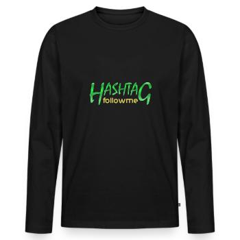 followme - Men's Premium Organic Long Sleeve Shirt - black - Front - Nico (187cm)