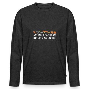 Des enseignants bizarres construisent un personnage à l’école groovy - T-shirt manches longues Premium bio Homme - anthracite chiné - Devant - Nico (187cm)