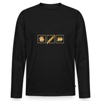 Andrej als Geburt - Männer Premium Bio Langarmshirt - Schwarz - Vorne - Nico (187cm)