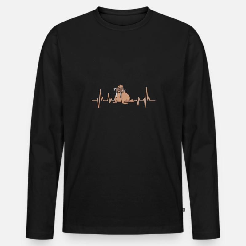 Walross - Männer Premium Bio Langarmshirt - Schwarz