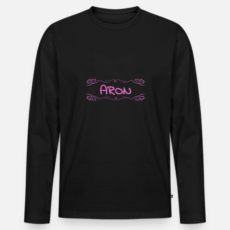 Aron als Name - Männer Premium Bio Langarmshirt - Schwarz