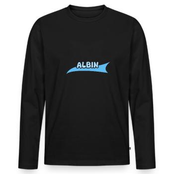 First name Albin - Men's Premium Organic Long Sleeve Shirt - black - Front - Nico (187cm)