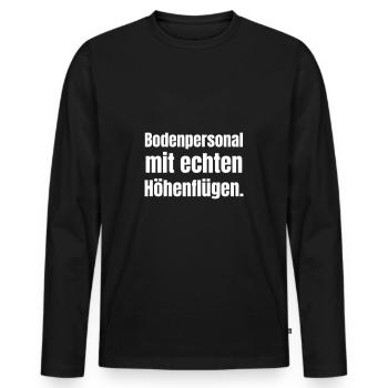 Personnel au sol avec de vraies envolées de fantaisie. - T-shirt manches longues Premium bio Homme - noir - Devant - Nico (187cm)