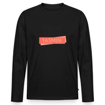 Schild Jasmin - Männer Premium Bio Langarmshirt - Schwarz - Vorne - Nico (187cm)