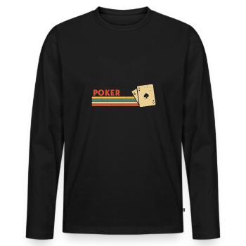 Poker Vintage Aces Spades Retro Texas Hold'em - Men's Premium Organic Long Sleeve Shirt - black - Front - Nico (187cm)