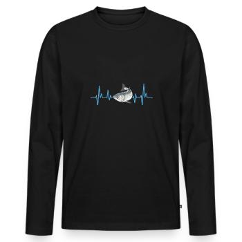 Pêche au saumon Pêcheur de saumon - T-shirt manches longues Premium bio Homme - noir - Devant - Nico (187cm)