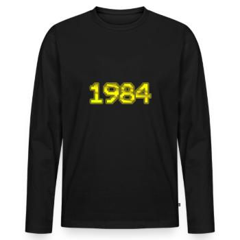 1984 - T-shirt manches longues Premium bio Homme - noir - Devant - Nico (187cm)
